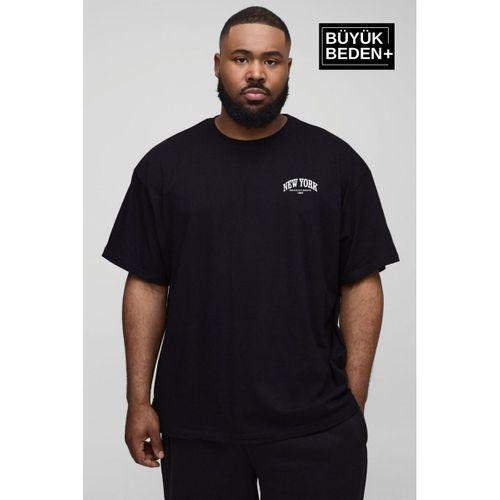Süperlife Erkek Büyük Beden New York Baskılı 3xl-6xl Bisiklet Yaka Tshırt SPR26BTS510-05