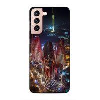 Samsung Galaxy S21 Uyumlu Kılıf Azarbaijan (33) Hybrid Kılıf Kuleler Gece