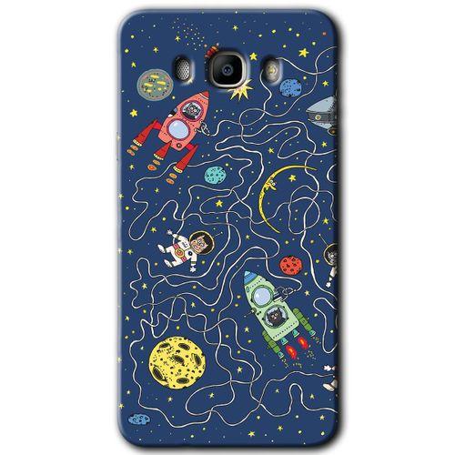 Galaxy J7 2016 Kılıf HD Desen Baskılı Arka Kapak - Kedi Galaksi