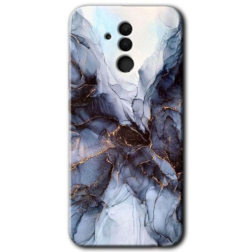Potkal Hediye Fabrikası Huawei Mate 20 Lite HD Baskılı Kılıf + 9D Tam Ekran Koruyucu - Otantik Mermer