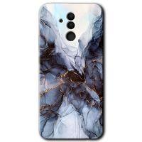 Potkal Hediye Fabrikası Huawei Mate 20 Lite HD Baskılı Kılıf + 9D Tam Ekran Koruyucu - Otantik Mermer
