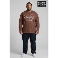 Erkek Büyük Beden El Yazılı Brooklyn Baskılı 2 İplik Bisiklet Yaka Tişört SPR26BTS942-6