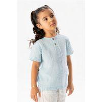Kısa Kol Batı Yazlık Müslin Kız Çocuk Tshirt Buz Mavi Bmv