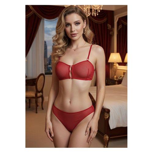 Kırmızı Tül Sütyen Takım - 879