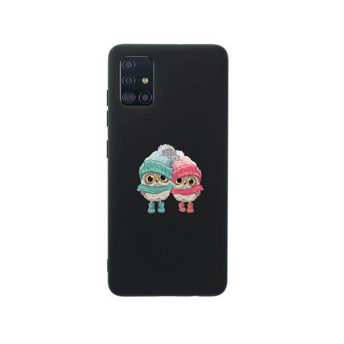 Samsung A51 Bereli Baykuş Premium Silikonlu Siyah Telefon Kılıfı