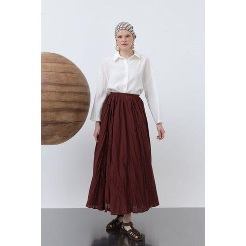 Kadın Yüksek Bel Arkadan Fermuarlı Kırışık Geniş Kesimli Vural Etek