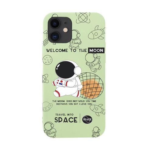 iPhone 12 Mini Sevimli Astronot Desenli Premium Silikonlu Telefon Kılıfı