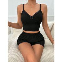 Siyah Fiyonk Detaylı Şortlu Pijama Takımı2li