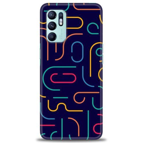 Oppo Reno 6 Kılıf HD Baskılı Kılıf - Renkli Çubuklar + Tam Ekran Koruyucu