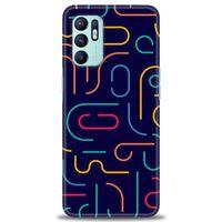 Oppo Reno 6 Kılıf HD Baskılı Kılıf - Renkli Çubuklar + Tam Ekran Koruyucu