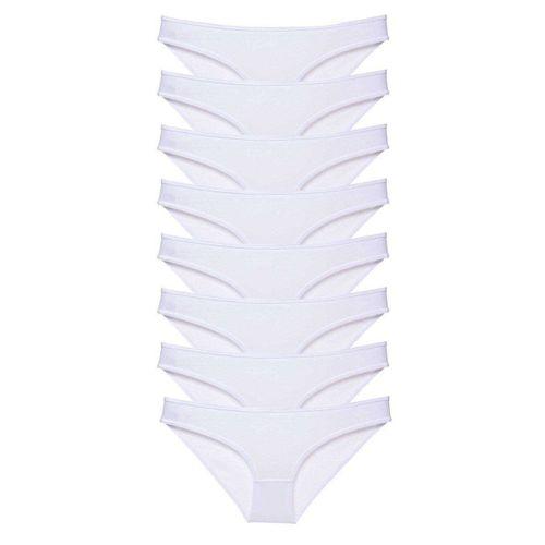 8 Adet Süper Eko Set Likralı Kadın Slip Külot Beyaz
