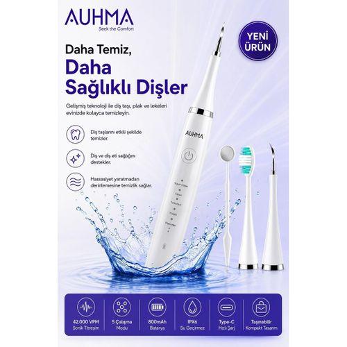 Ultrasonic şarjlı Elektrikli Akıllı Diş temizleme Cihazı Beyazlatıcı 5 Mod 3+1 Başlık, Ipx8 Su Geçirmez Beyaz