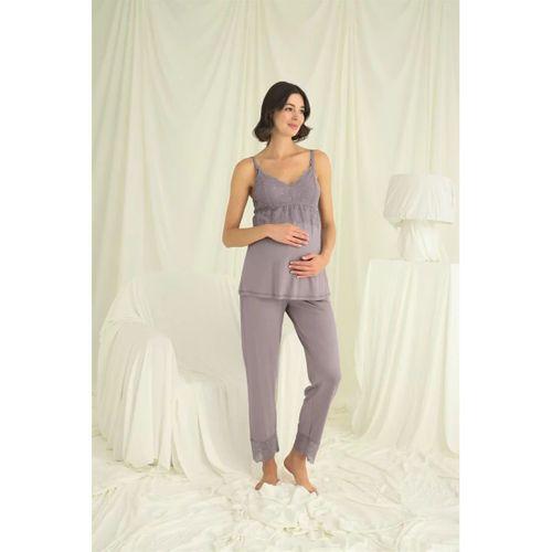 Dantelli Hamile Lohusa 3lü Pijama Takımı