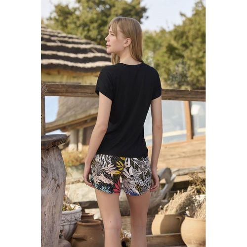 Yaprak Desenli Ve Baskılı "o Segredo E Se Permitir Florescer" Şort Takımı