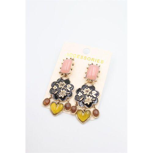 Çiçek İşlemeli Küpe - ÇOK RENKLİ