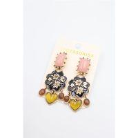 Çiçek İşlemeli Küpe - ÇOK RENKLİ