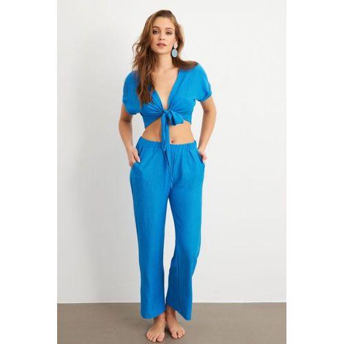 Kadın Bürümcük Kumaş Pantolonlu Takım