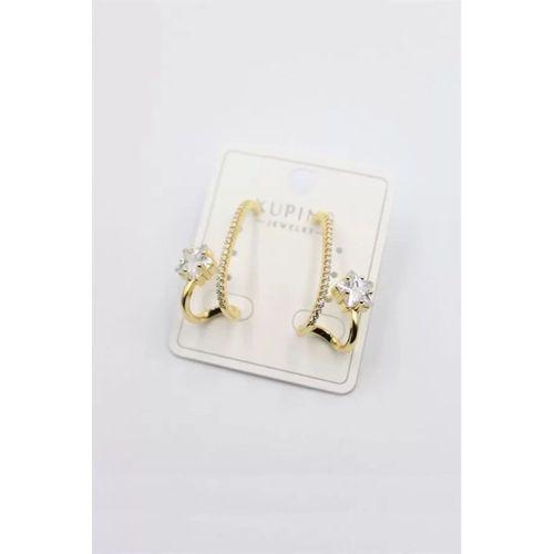 Taşlı Halka Küpe - Altın