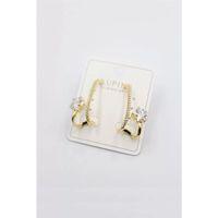 Taşlı Halka Küpe - Altın