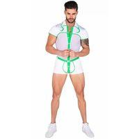 Beyaz Yeşil Şeritli Fantezi Erkek Kostüm