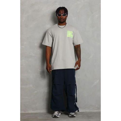 Erkek Baskılı T-Shirt Kısa Kol Bisiklet Yaka Regular Fit Rahat Kalıp Günlük Tişört - Gri