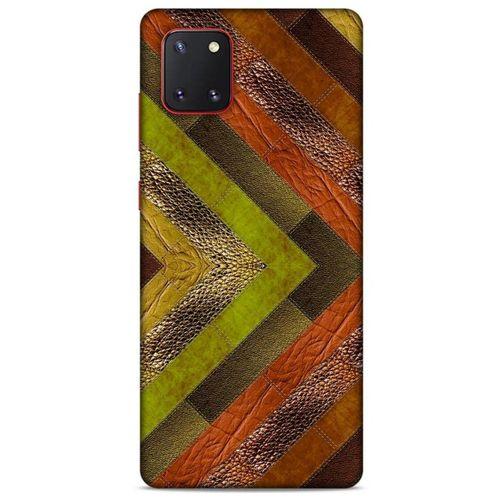 Samsung Galaxy Note 10 Lite Kılıf Patchwork (10) Full Koruma Kılıfı Yeşil Turuncu