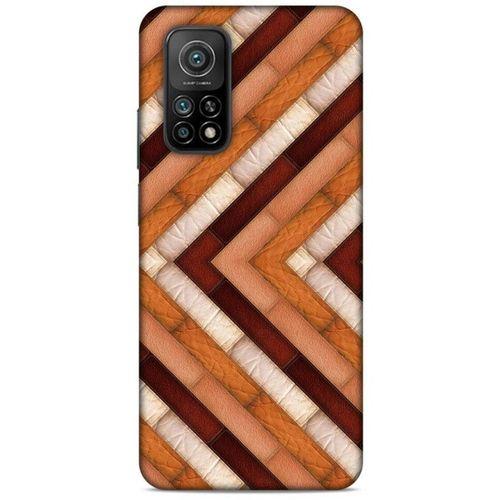 Xiaomi Mi 10T 5G Kılıf Patchwork (40) Fit Silikon Kılıf Kahverengi Beyaz