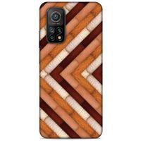 Xiaomi Mi 10T 5G Kılıf Patchwork (40) Fit Silikon Kılıf Kahverengi Beyaz