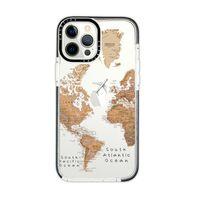 iPhone 12 Pro Casetify Dünya Harita Desenli Anti Shock Premium Silikonlu Siyah Kenar Detaylı Telefon