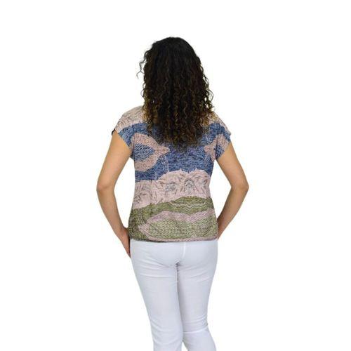 Kadın Kısa Kol Baskılı Bluz BGL-ST04694