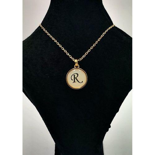 Gold Renk Büyük Boy Kararmaz ''R'' Harfli Kolye
