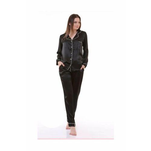 Patalya Saten Kadın Pijama Siyah