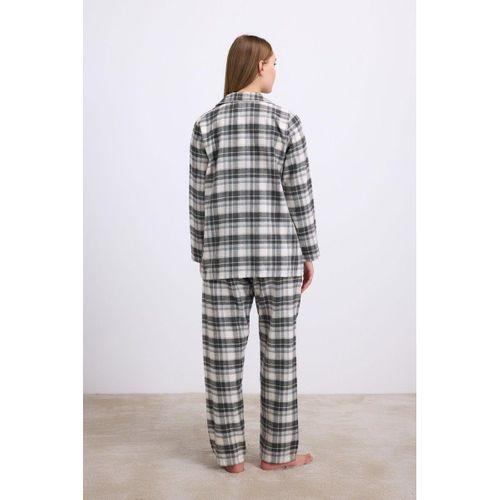 Kareli Flanel Görünümlü Uzun Kollu 2'li Pijama Takımı