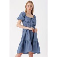 2351 Kloş Poplin Elbise - İndigo