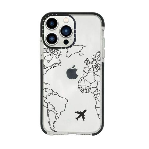 iPhone 13 Pro Max World Map Lines Casetify Darbe Emci Silikonlu Telefon Kılıfı