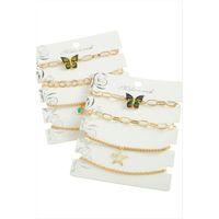 4 Adet Kelebek Trend Zincir Bileklik