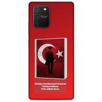 Samsung Galaxy S10 Lite Kılıf Atatürk (4) Koruma Kılıfı Kırmızı