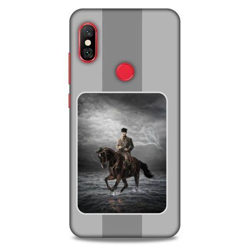 Xiaomi Redmi Note 6 Pro Kılıf Atatürk (39) Liquid Crystal Kılıf Gri Şerit