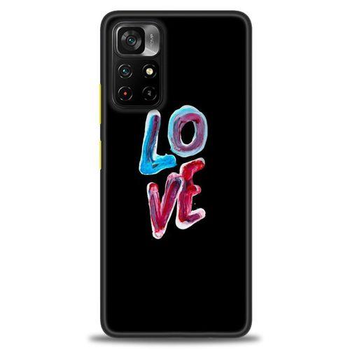 Xiaomi Poco M4 Pro 5G Kılıf HD Baskılı Kılıf - Renkli Love + Tam Ekran Koruyucu