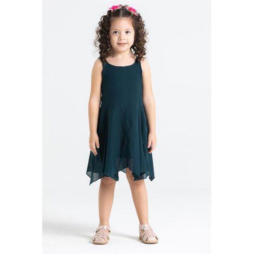 Askılı Vual Emel Yazlık Çocuk Elbise Petrol Ptrl