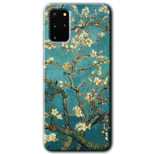 Samsung Galaxy S20 Plus Kılıf HD Desen Baskılı Arka Kapak + Temperli Cam - Almond Blossom