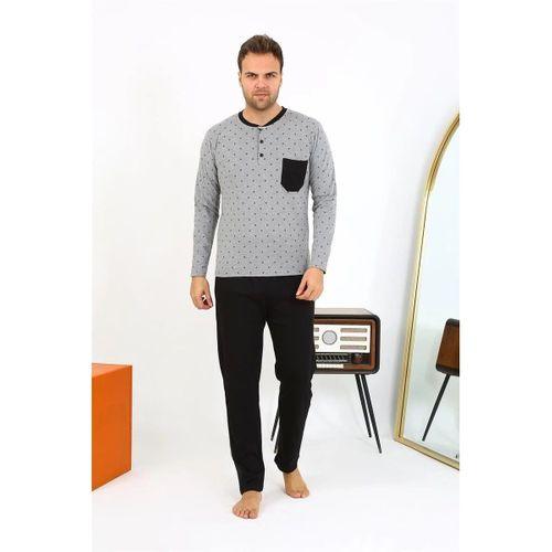 Erkek Uzun Kol Penye Füme Pijama Takımı