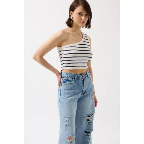 Tek Omuz Çizgili Crop