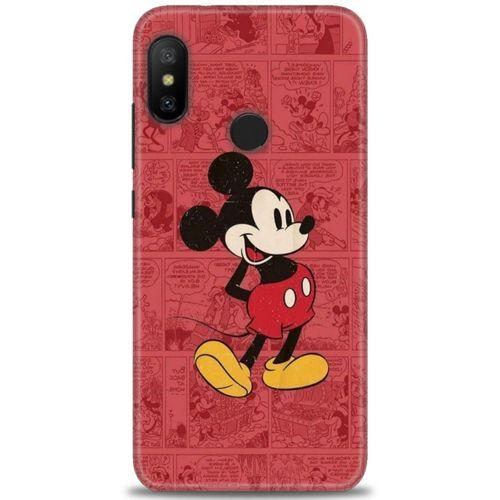 Xiaomi Mi A2 Lite Kılıf HD Baskılı Kılıf - Kırmızı Mickey + Tam Ekran Koruyucu