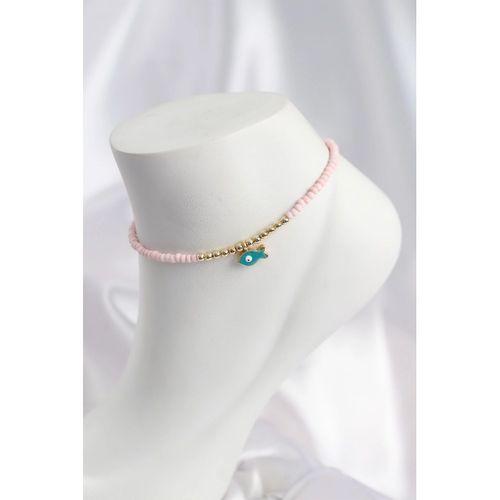 Pembe Renk Boncuklu Balık Figürlü Halhal