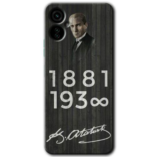 Tecno Spark 9 Pro Kılıf HD Desen Baskılı Arka Kapak - Atatürk Ahşap İmza