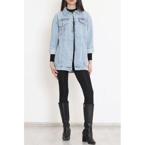pilelistore Taşlı Kot Ceket Açıkmavi