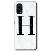 Realme 7 Pro Kılıf HD Desen Baskılı Arka Kapak - Beyaz Mermer Desenli H Harfi