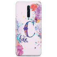 Oppo Reno2 Z 2019 Kılıf Harfler C Arka Kapak Koruma Desenli Full Koruyucu