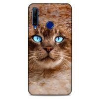 Lopard Huawei Y6P Uyumlu Kılıf Kediler (41) Tank Kılıf Haşin Mavi Göz